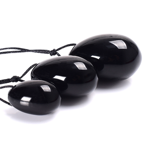Factory Supply Natürliches schwarzes Obsidian-Rosenquarz-Kristall-Yoni-Ei-Set Vaginal-Gesichts massage gerät für Frauen für die Yoga-Praxis - Product Image 2
