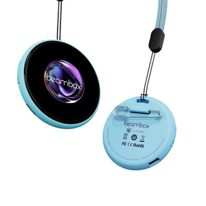 Altavoz Bluetooth Beambox Nano Badge de 500 mAh, color morado, con cordón y clip para uso personal, insignia electrónica - Product Image 3