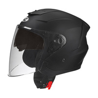 Casque de moto demi-face blanc à double visière avec visière solaire intérieure, casque de sécurité en ABS