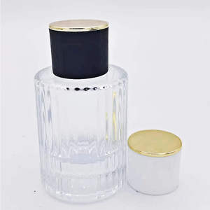 Luxury 30ml 50ml Empty Perfume Glass <b>Bottles</b> Cylindrical Stripe Shape with Crimp Sprayer Fine <b>Mist</b> Cosmetic Packaging - Product Image 5