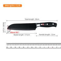 Cuchillo Santoku Pulido Water Mill, Acero Inoxidable 30Cr13, Cuchillo de Chef, Artesanía Tradicional Japonesa, para Cortar Verduras y Carne