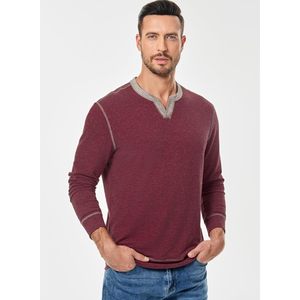 Camiseta Henley ajustada con cuello en V para hombre, sudaderas ligeras informales con manga raglán ajustada, camisetas de palangre, 2025 - Product Image 3