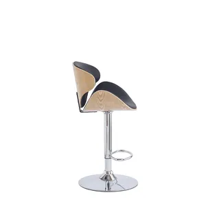 Nordic Fancy Modern Black Velvet Fabric Bar Stool With Round Back Restaurant High Chair Mid Century Home Counter Bar Stool