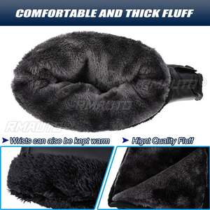 1 paire de manchons de guidon de moto en PU, imperméables, épais et chauds pour l'hiver, gants de conduite pour scooter et moto - Product Image 3