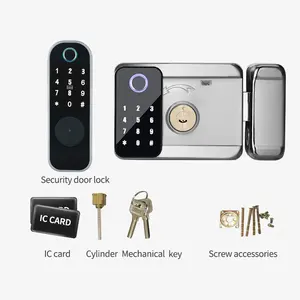 Smartier Biometric Both Sides Double Fingerprint Cerraduras Electronic Gate Door Lock Digital Key Ic Card Ttlock/tuya Unlock