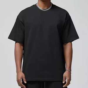 Bán Buôn Sang Trọng Unisex 100% Cotton 300gsm T-Shirt Mock Cổ Quá Khổ Boxy Heavyweight Phong Cách Biểu Tượng Tùy Chỉnh Rắn Người Đàn Ông Của Dệt Kim 3D - Product Image 1