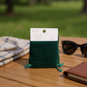 Borsa in Velluto Ilan 10x13 Cm Verde Scuro 2 Pezzi - Product Image 2