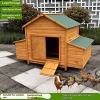 Grand poulailler rectangulaire en bois pour l'extérieur, design résistant à la pluie et au soleil, plateau amovible, couleur bois naturel, grain de bois, extra large