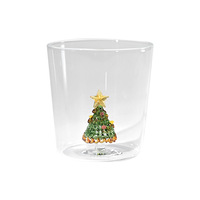 Cadeau de Noël, tasse en verre, verre borosilicate de haute qualité, 350 ml, tasse à café avec motif d'arbre de Noël, réutilisable pour les boissons chaudes/froides, tasses en verre