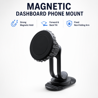 Support magnétique double bras pour téléphone de voiture, fixation ventouse pour tableau de bord, MagSafe, rotation stable à 360°, hauteur réglable, en aluminium