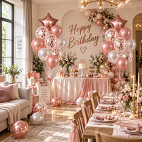Ensemble de ballons pour centre de table de fête d'anniversaire, ballons en latex avec confettis et ballons en feuille d'aluminium en forme d'étoile et de cœur pour photos