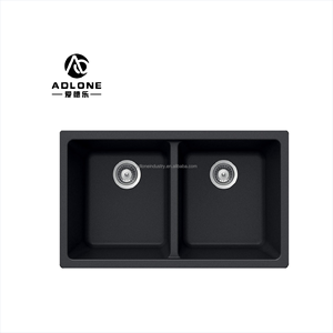 อ่างล้างจานสองด้านสีดำดีไซน์ยอดนิยมจากโรงงานพร้อมงานฝีมือควอตซ์เทียม - Product Image 1