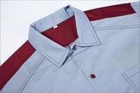 Chemise de travail mécanique bicolore à manches courtes pour homme 2026 avec surpiqûres contrastées renforcées