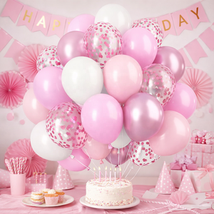 Pafu 50 pièces Décoration <span class=keywords><strong>de</strong></span> mariage, anniversaire, Halloween, ballons en latex métalliques <span class=keywords><strong>de</strong></span> 12 pouces avec confettis et rubans, plusieurs options <span class=keywords><strong>de</strong></span> couleurs - Product Image 1