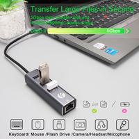 VCOM en Stock 4 puertos USB 3,0 HUB 3 * USB3.0 RJ45 Adaptador Gigabit Tipo-C a Ethernet Accesorios para computadoras portátiles