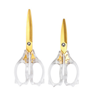 Lu Ban's Work Gold Plated Transparent Handle Office Scissors 0199 Multi Purpose Home Use - Product Image 3