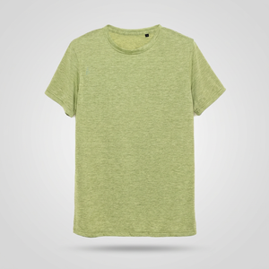 Camiseta de Algodón Verde Sólido de Corte Regular para Hombre, Cuello Redondo, Manga Corta, Informal, Transpirable, Tejido de Punto - Product Image 3