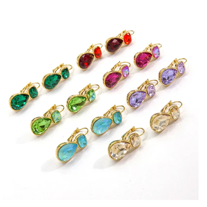 Tempérament de luxe en or 18 carats en acier inoxydable coloré irrégulier strass boucles d'oreilles exquises pour les femmes Style Vintage pour cadeau - Product Image 2