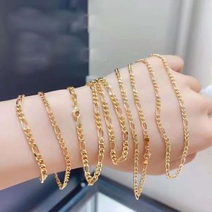 Xinfly Cadena de Oro Amarillo de 18K (AU750) de 3mm, Estilo Hip Hop Figaro 3+1, Collar Clásico de Estilo Religioso para Fiestas - Product Image 3