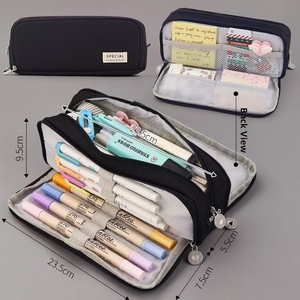 Trousse à crayons <span class=keywords><strong>X415</strong></span> grande capacité, 3 compartiments, fermeture éclair, en toile, pour marqueurs, crayons, enfants, filles, école - Product Image 5