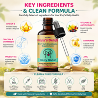 Complément alimentaire pour animaux de compagnie, gouttes liquides de vitamines pour chiens, 8-en-1, complément nutritionnel pour chiots pour une peau, un pelage, des articulations, des os et une digestion sains, 60 ml