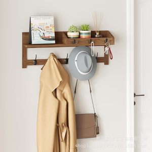 Estante de almacenamiento para entrada montado en la pared, soporte para llaves, perchero multifunción, organizador de madera de estilo nórdico para pasillo y entrada - Product Image 1