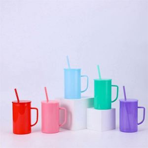 AGH 17oz <b>Glass</b> <b>Coffee</b> Mug Sublimation Blanks Shimmer <b>Glass</b> <b>Cup</b> With Handle and Bamboo Lid - Product Image 2