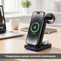 Support de charge pliable personnalisé avec logo, station de charge rapide portable 3 en 1, station de charge sans fil