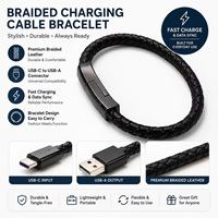 Kabel Data Grosir Berbahan Kulit Kepang, Gelang Charger USB C Micro USB Lighting untuk Pengisian Daya Smartwatch