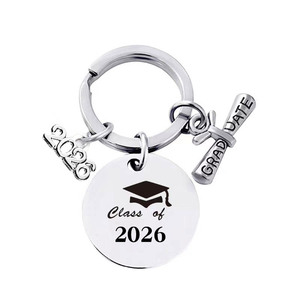 Customized <b>Personalized</b> Stainless Steel Laser Printed Pendant <b>Keychain</b> Fashion Engraved Commemorative Graduation Party - Product Image 3