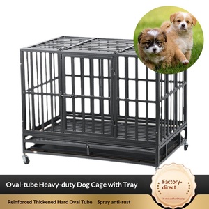 फोल्डेबल कुत्ते पिंजरे सार्वभौमिक पहियों विरोधी जंग स्प्रे पेंट करते हैं बड़ी जगह बड़े कुत्ते सभी स्टील ट्यूब टिकाऊ पालतू पिंजरे ट्रे के साथ - Product Image 2