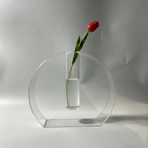 Wholesale Custom Made Modern Anti-Scratch <b>Clear</b> Acrylic Flower <b>Vase</b> Silk-Screen Printed for Wedding Hotel Cafe Decoration - Product Image 1