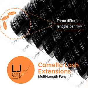 Yelix Extension Ciglia Camellia 0.07mm L/LU/B/C/<span class=keywords><strong>D</strong></span> Easy Fan Mega Volume Russo, Ciglia Auto Fan Effetto Naturale, Vassoi Ciglia - Product Image 2