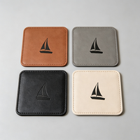 Sous-verre carré en cuir PU avec logo personnalisé brodé, imperméable, antidérapant, isolant, pour tasse à café ou à thé, idéal comme cadeau promotionnel