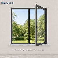 Fenêtre à battant et à bascule ultra-mince LANGE personnalisée en alliage d'aluminium à rupture de pont thermique, isolation thermique, cadre étroit pour maison et habitation