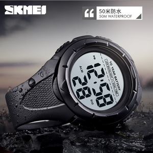 Skmei Digital Watch Men Black Military Green 3Bar Water Resistant <b>Led</b> <b>Backlight</b> Dual Time Alarm Sports Watch - Product Image 4
