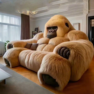 Sofá Gorila de Peluche con Estructura de Acero, Cuero Genuino, Convertible, Diseño Chesterfield Moderno, Ecológico, Personalizable para Villas - Product Image 1