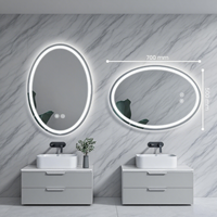Miroir de salle de bain LED ovale avec lumière rétroéclairée murale avec 3 lumières anti-buée gradable avec fonction de mémoire capteur tactile IP44