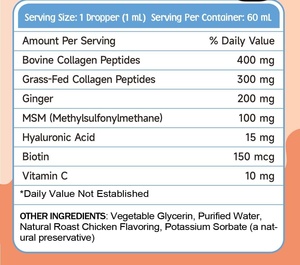 Gouttes de collagène pour chiens avec biotine, MSM, gingembre, vitamines C et E – Absorption rapide, sans céréales, pour la beauté, la santé de la peau, du pelage, des articulations et la digestion - Product Image 3