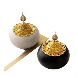 Brûleur d'encens en céramique arabe du Moyen-Orient, bois de santal aromatique et anis étoilé, décoration de maison de luxe légère - Product Image 2