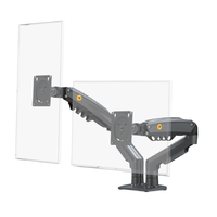 Nouveau support d'écran double en alliage d'aluminium noir Nb avec ressort à gaz, inclinaison réglable jusqu'à 45°, compatible avec les écrans LCD de 17 à 27 pouces