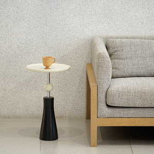 Small Round Coffee <b>Table</b> Wood Top Brown Base Decorative <b>Side</b> <b>Table</b> For Living Room - Product Image 3