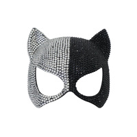 Costume de fête d'Halloween et de Noël pour femmes en plastique haut de gamme, semi-visage, avec diamants de renard, réutilisable, écologique et scintillant