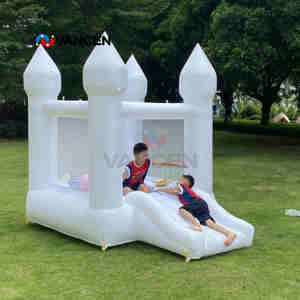 บ้านลมเด็กแบบผ้าอ็อกซ์ฟอร์ดสีขาว บ้านเด้งเด็กเล็กพร้อมสไลเดอร์และบ่อบอล สำหรับเป็นของขวัญวันเกิดเด็ก - Product Image 3