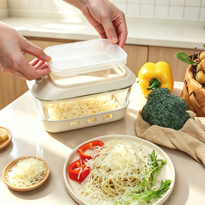 Râpe à légumes manuelle en acier inoxydable avec bol en verre, trancheuse à fromage de qualité alimentaire, râpe à fromage, récipient de rangement en PP, 1380 ml - Product Image 2