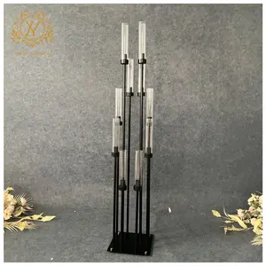 Suporte de castiçal preto para casamento, lustre de mesa de metal e ferro para decoração de casamentos, suporte decorativo para velas