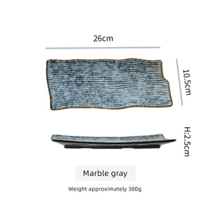 Plato de Sushi Japonés, Plato <span class=keywords><strong>Rectangular</strong></span> de Cerámica, <span class=keywords><strong>Forma</strong></span> Irregular, Bandeja Larga para Servir, Vajilla para Aperitivos, Plato Hecho a Mano - Product Image 3