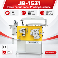 Imprimante d'étiquettes textiles flexo automatique JR-1531, largeur d'impression maximale de 155 mm, 4 couleurs, machine d'impression d'étiquettes tissées pour vêtements