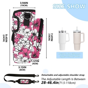 กระเป๋าใส่แก้วน้ำลายดอกพิงค์ฮาว คอลเลคชั่นอโลฮ่า  สำหรับแก้วกาแฟ แก้วน้ำ 40 ออนซ์  พร้อมหูหิ้ว - Product Image 4
