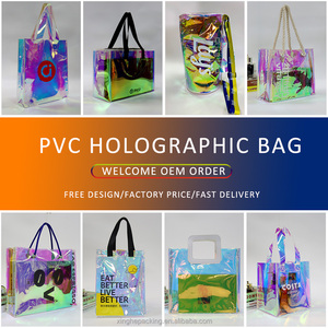 הולוגרפית יופי סיטונאי pvc tote מתנה מותאמת אישית כתף קניות נסיעות חוף תיק עמיד למים עם לוגו מודפס מותאם אישית - Product Image 4